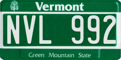 VT license plate NVL992