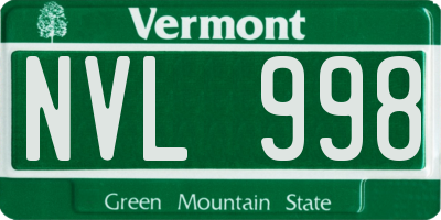 VT license plate NVL998