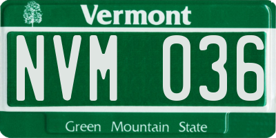VT license plate NVM036