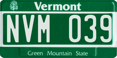 VT license plate NVM039