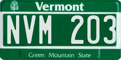 VT license plate NVM203
