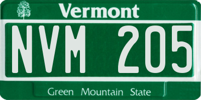 VT license plate NVM205