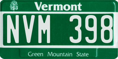 VT license plate NVM398