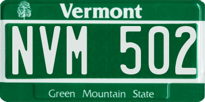 VT license plate NVM502