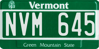 VT license plate NVM645