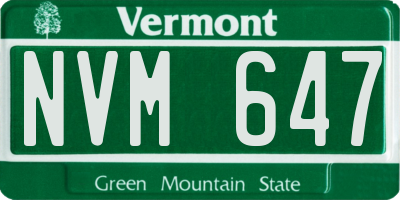 VT license plate NVM647