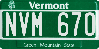 VT license plate NVM670