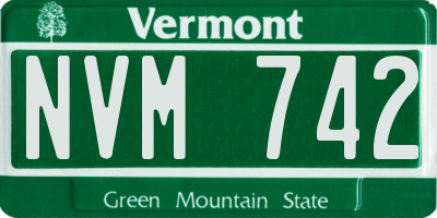 VT license plate NVM742