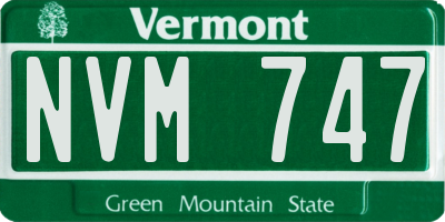 VT license plate NVM747