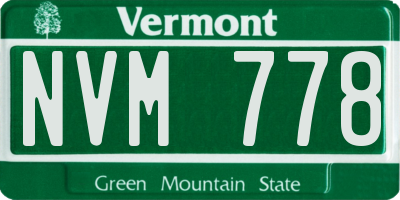 VT license plate NVM778