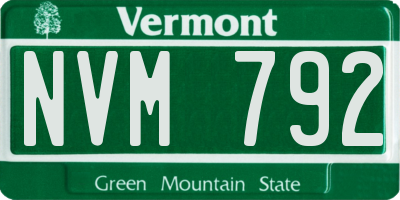 VT license plate NVM792