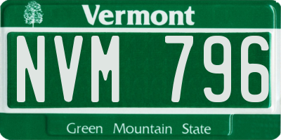 VT license plate NVM796