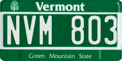 VT license plate NVM803