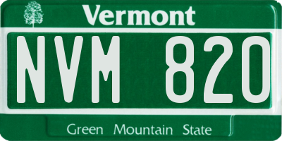 VT license plate NVM820