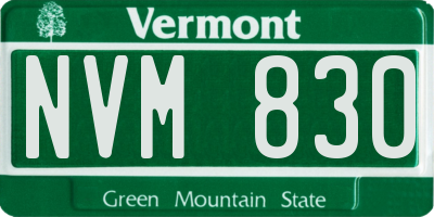 VT license plate NVM830