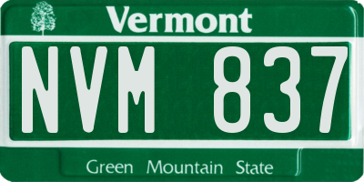 VT license plate NVM837