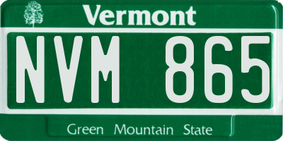 VT license plate NVM865