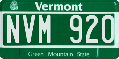 VT license plate NVM920