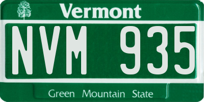 VT license plate NVM935
