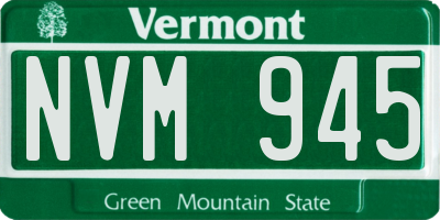 VT license plate NVM945