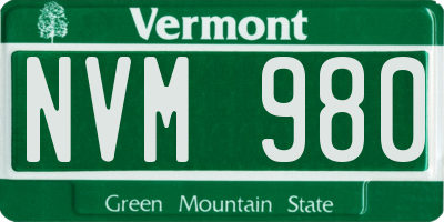 VT license plate NVM980