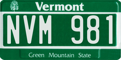 VT license plate NVM981