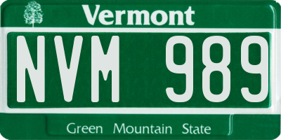 VT license plate NVM989