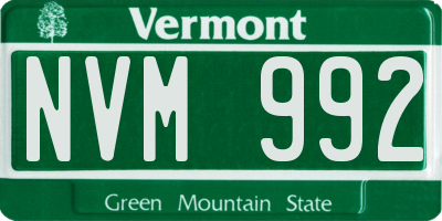 VT license plate NVM992