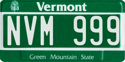 VT license plate NVM999