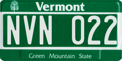 VT license plate NVN022