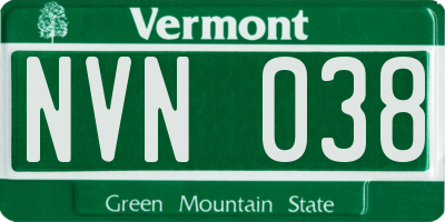 VT license plate NVN038