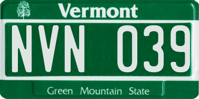 VT license plate NVN039