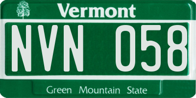 VT license plate NVN058