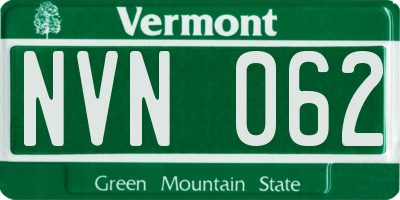 VT license plate NVN062