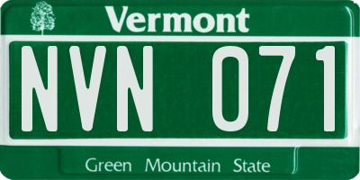 VT license plate NVN071