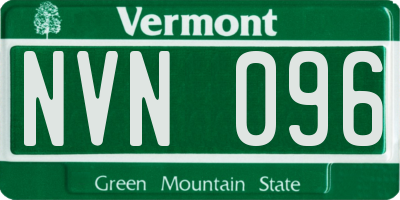 VT license plate NVN096