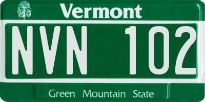 VT license plate NVN102