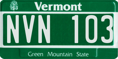 VT license plate NVN103