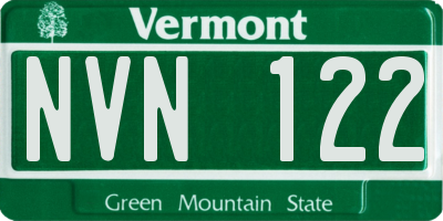 VT license plate NVN122