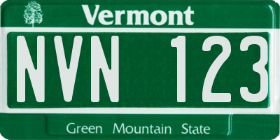 VT license plate NVN123