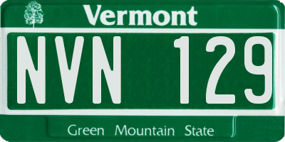 VT license plate NVN129