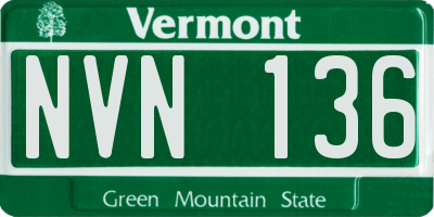 VT license plate NVN136