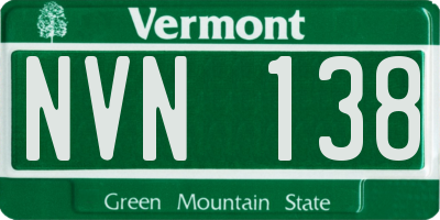 VT license plate NVN138