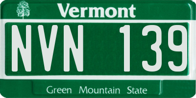 VT license plate NVN139