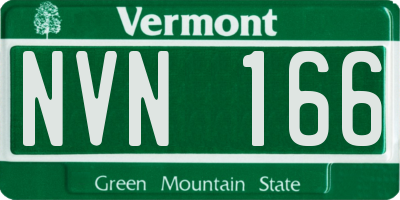 VT license plate NVN166