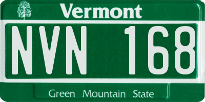 VT license plate NVN168