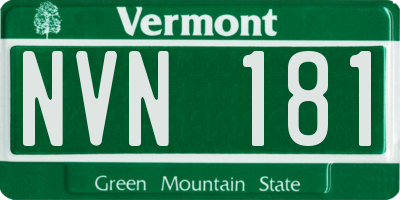 VT license plate NVN181