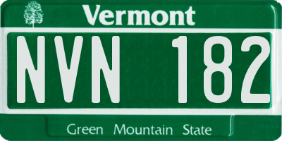VT license plate NVN182