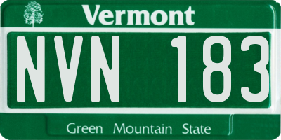VT license plate NVN183