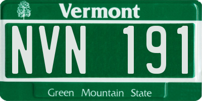 VT license plate NVN191